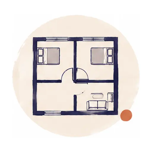 Schematic: Three rooms